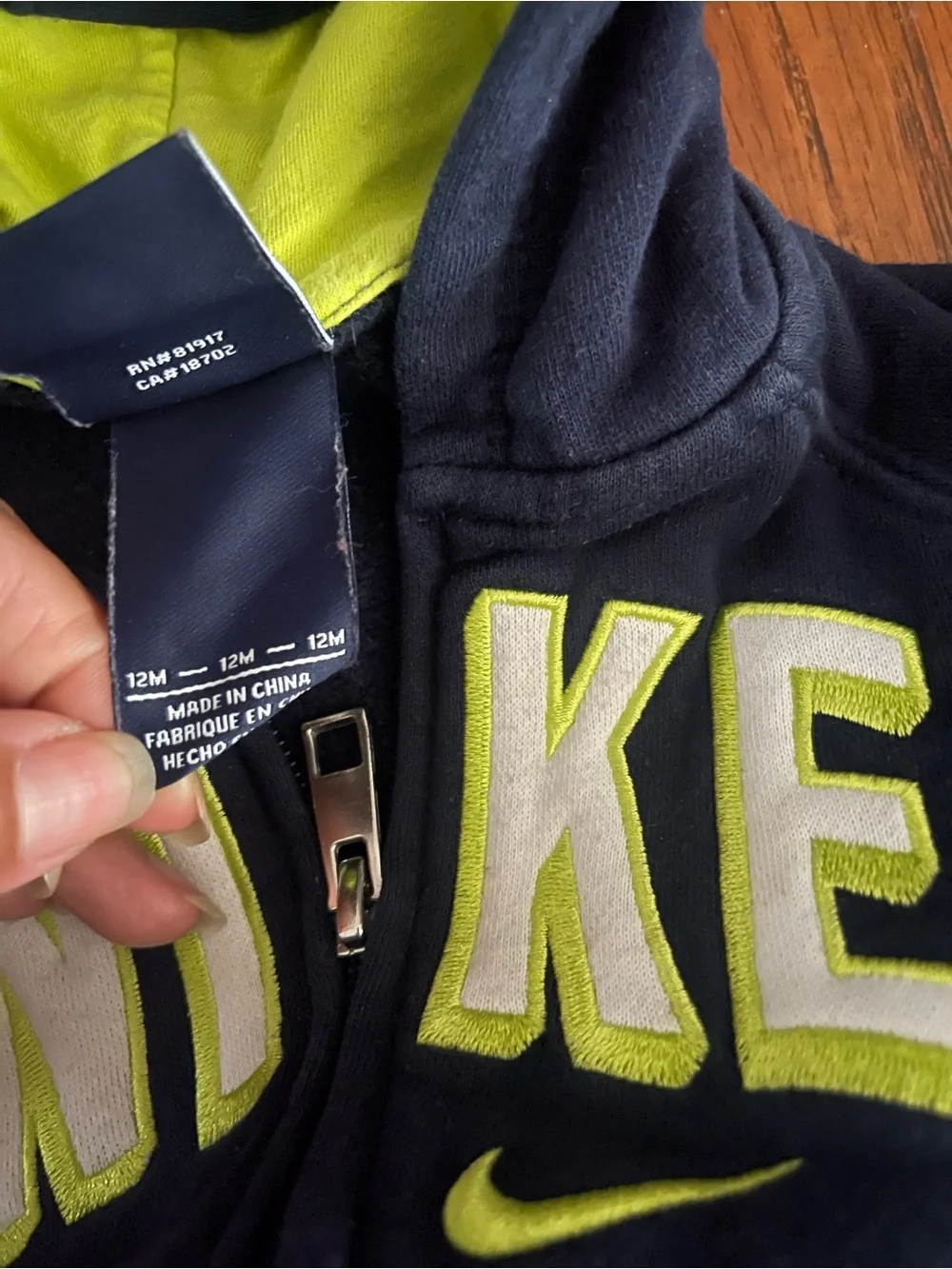 Nike Navy and Neon Green Kids Hoodie & Joggers Set